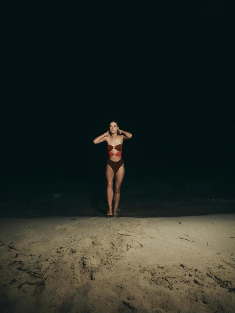 Zara Strapless Cutout One-Piece Swimsuit in Brown and Rust - Women Swim - Picture 4 of 7